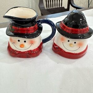 Snowman Creamer and Sugar Set